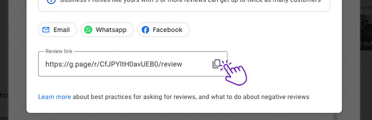 copy google reviews link
